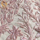 Polyester der populäres Rosa-perlenbesetztes Heiratsspitze-Gewebe-20% wasserlöslich