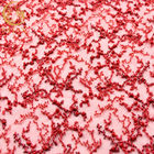 Stickerei bördelte handgemachte 135cm Breite des roten der Blumen-Spitze-20% Polyester-Funkeln-