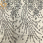 Grey Heavy Handmade Beaded Lace-Gewebe für Modeschau-Kleider