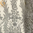 Grey Heavy Handmade Beaded Lace-Gewebe für Modeschau-Kleider
